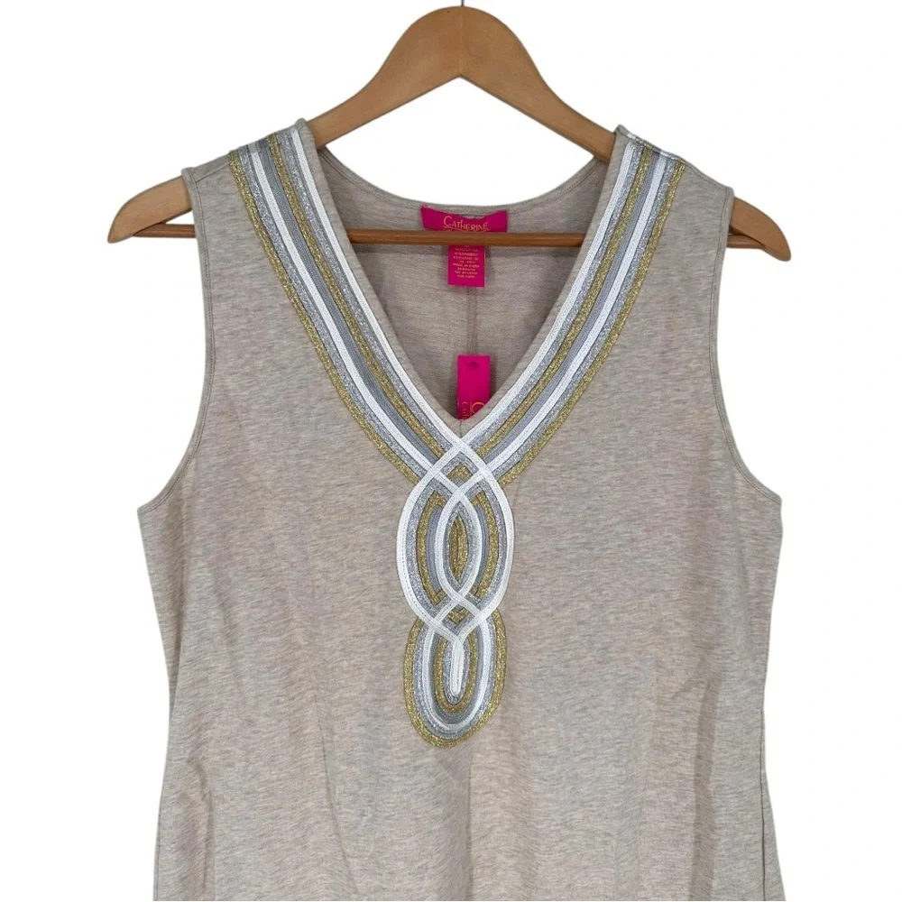 Catherine Malandrino French Terry Dress in Oatmeal Heather size Medium Cotton - Picture 2 of 10